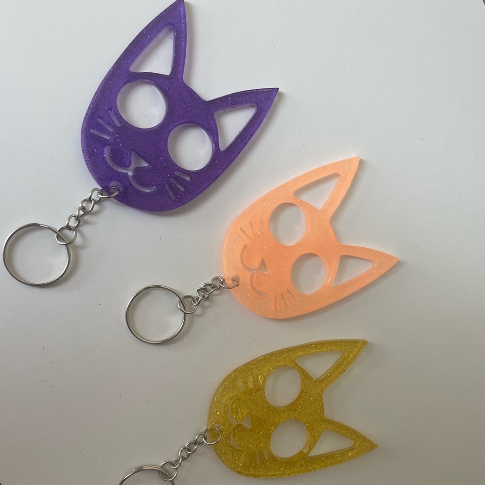 Self defense kitty keychains